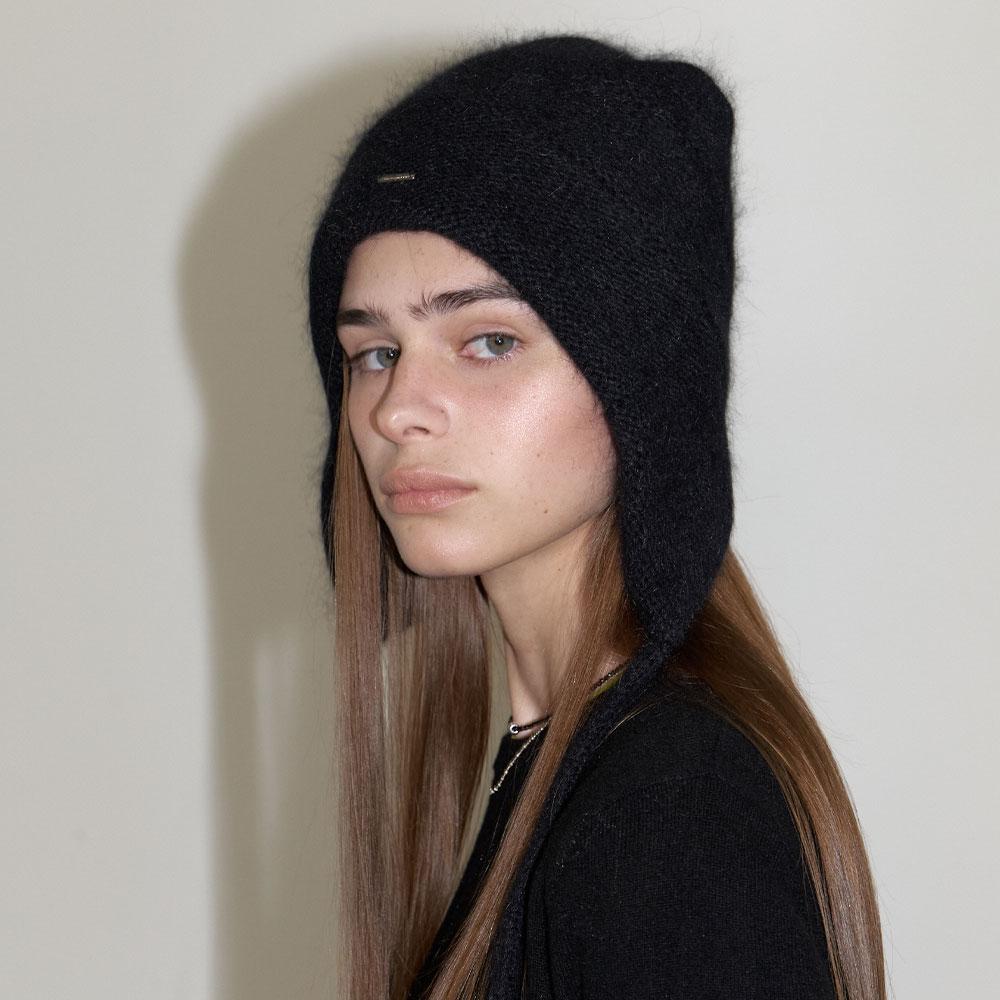 러브미몬스터 앙고라 귀달이 비니 블랙(lovememonster Angora Earflap Beanie Black) - 6