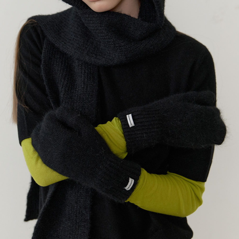 러브미몬스터 스노위 앙고라 벙어리장갑 블랙(lovememonster Snowy Angora Mitten Black) - 2