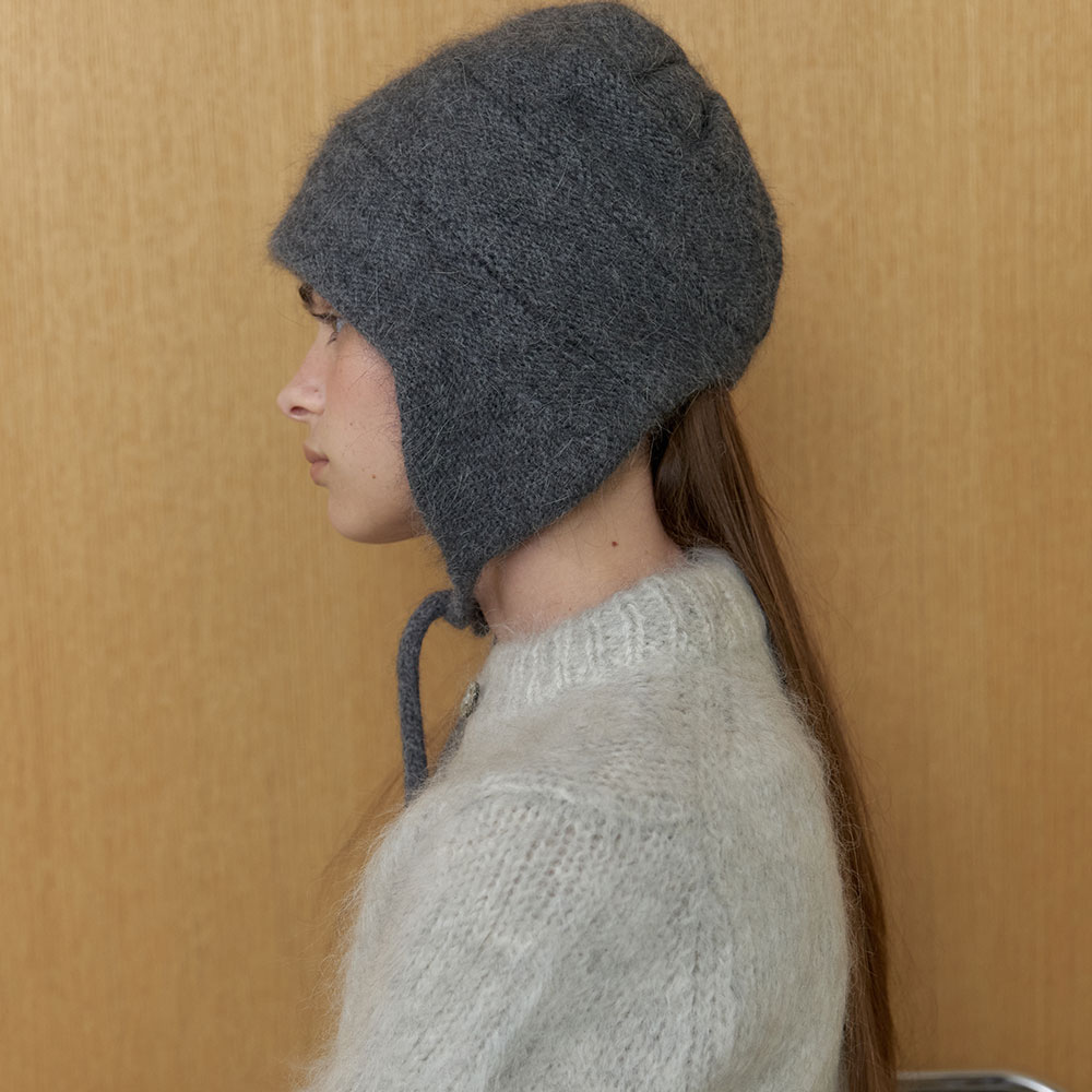 러브미몬스터 앙고라 귀달이 비니 차콜(lovememonster Angora Earflap Beanie Charcoal) - 5