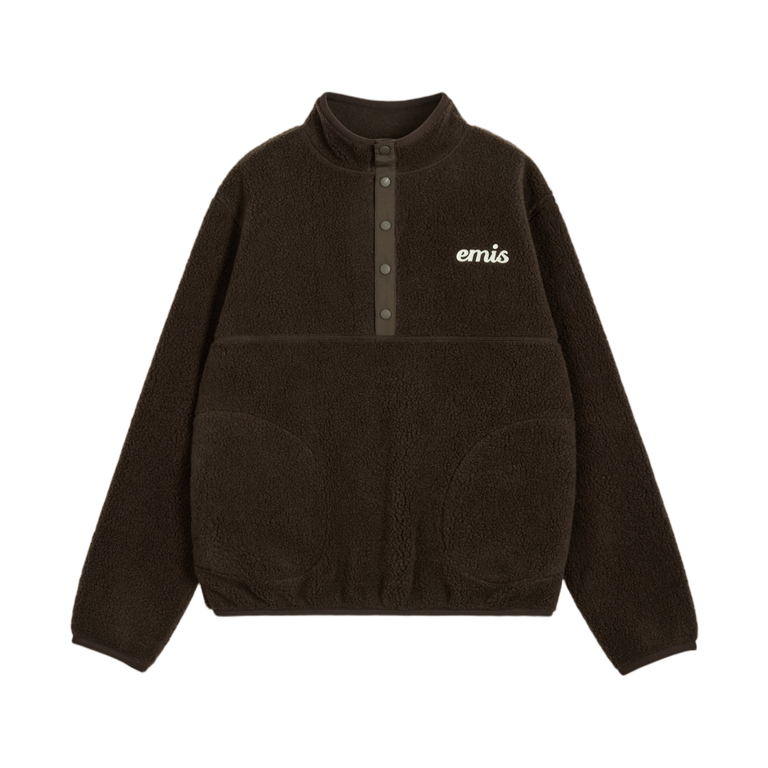 - Emis Oversized Half Neck Fleece Top Brown