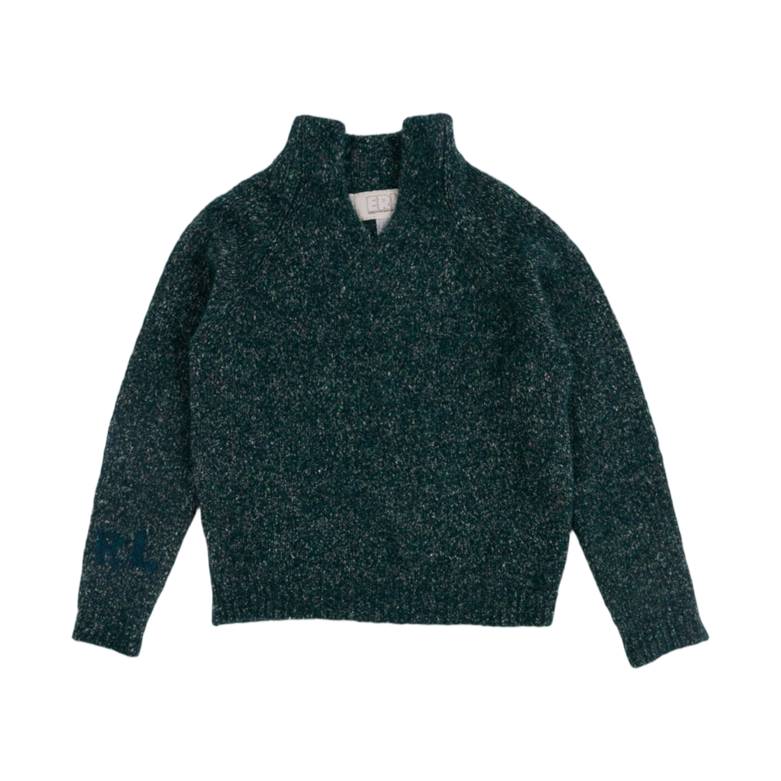 ERL11N006 ERL Slit Neck Alpaca Sweater Knit Green