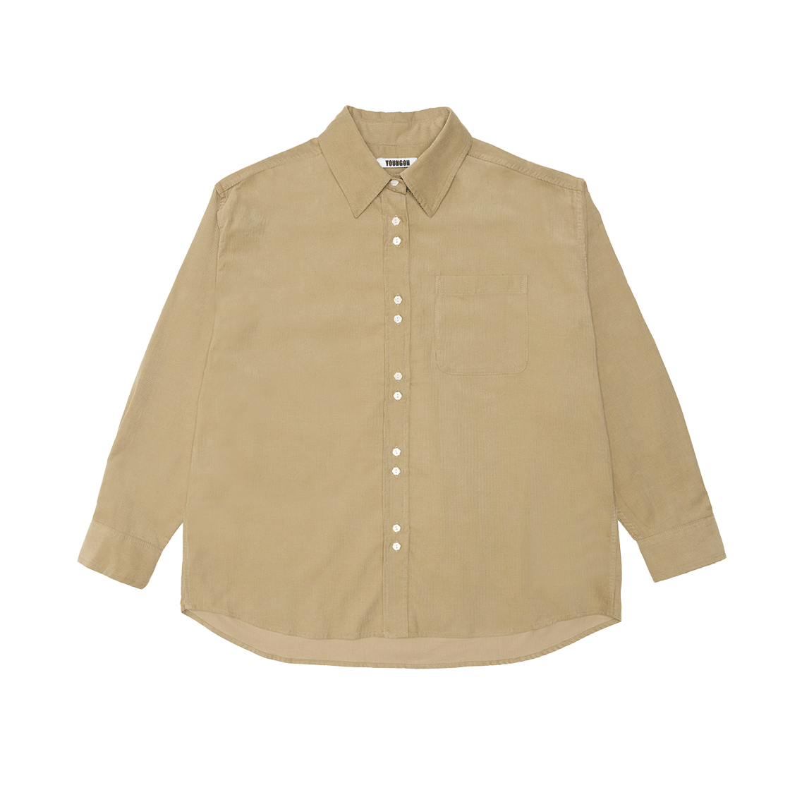 Corduroy Floral Button Shirt Beige YOUNGOH Corduroy Floral Button Shirt Beige