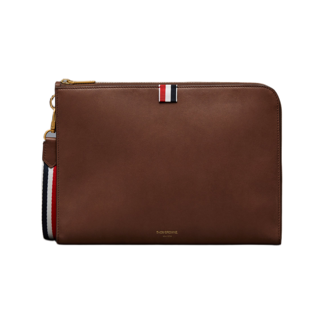 MAC083A-L0117-205 Thom Browne Soft Calf Medium Gusset Folio Dark Brown