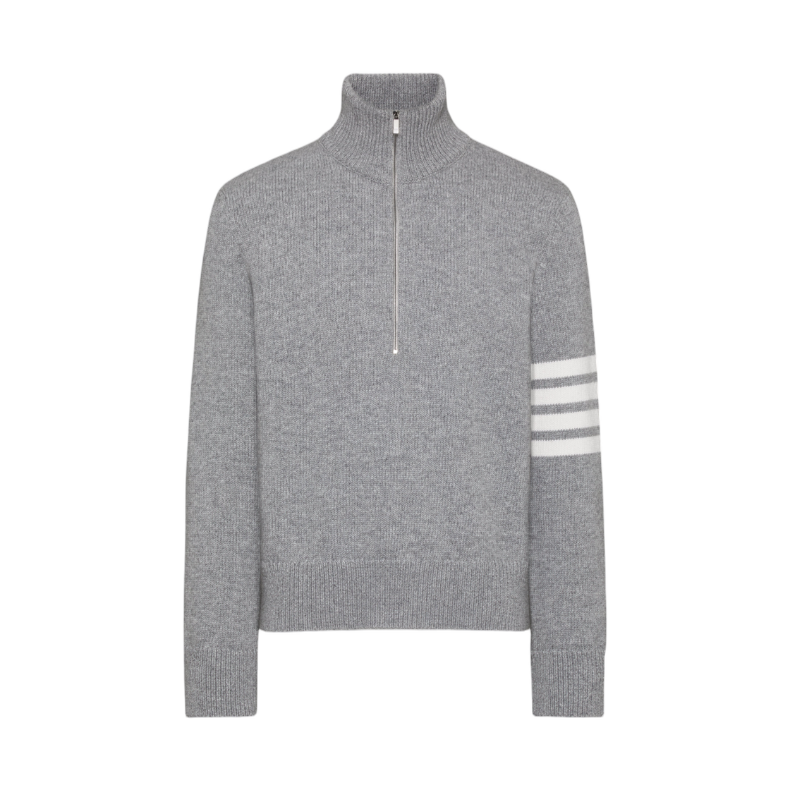 MKA567A-Y1029-055 Thom Browne Merino Wool 4-Bar Funnel Neck Pullover Light Grey
