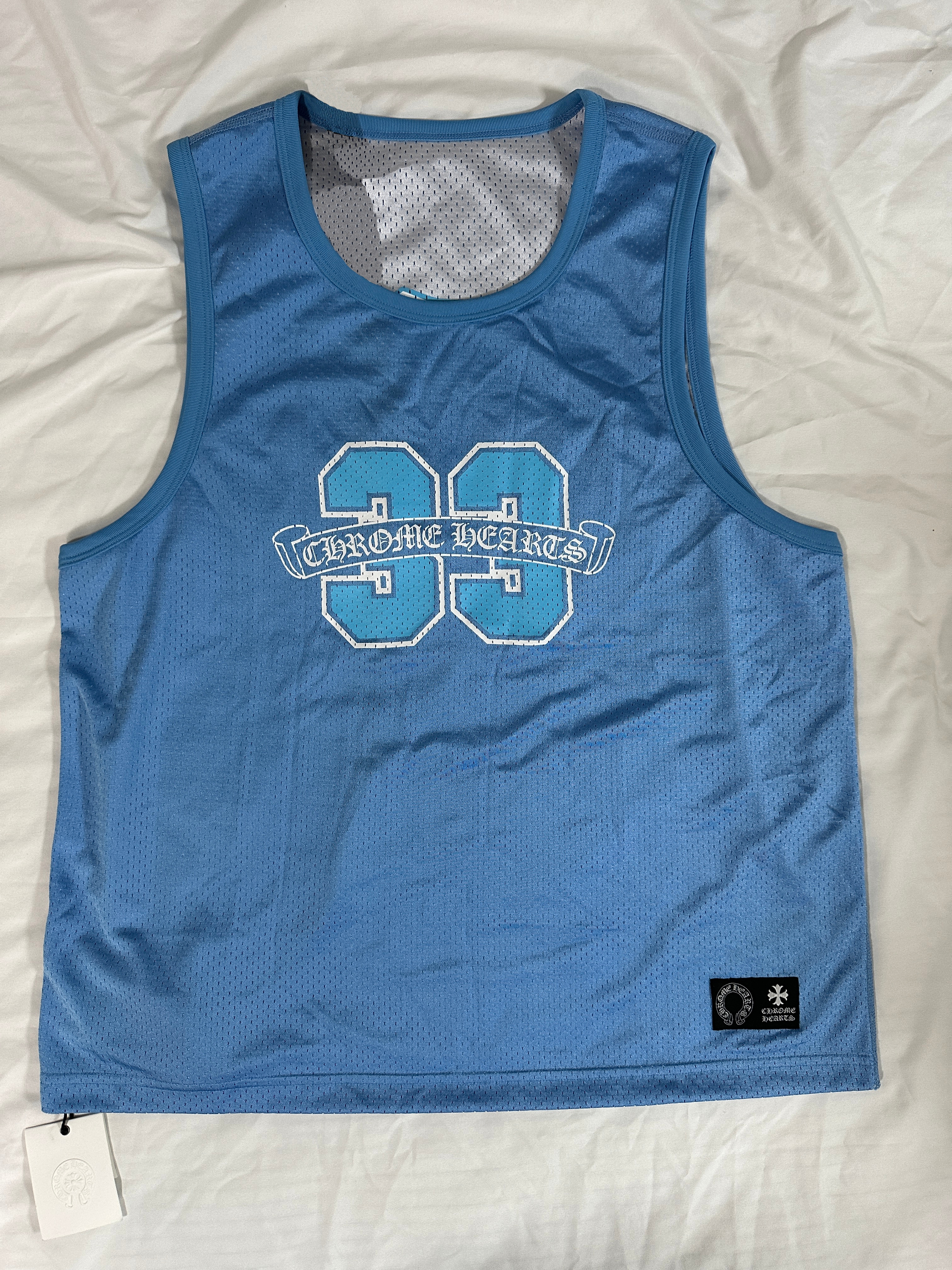 Chrome Hearts Reversible Mesh Basketball Jersey Sky Blue 착용 스타일 - 1