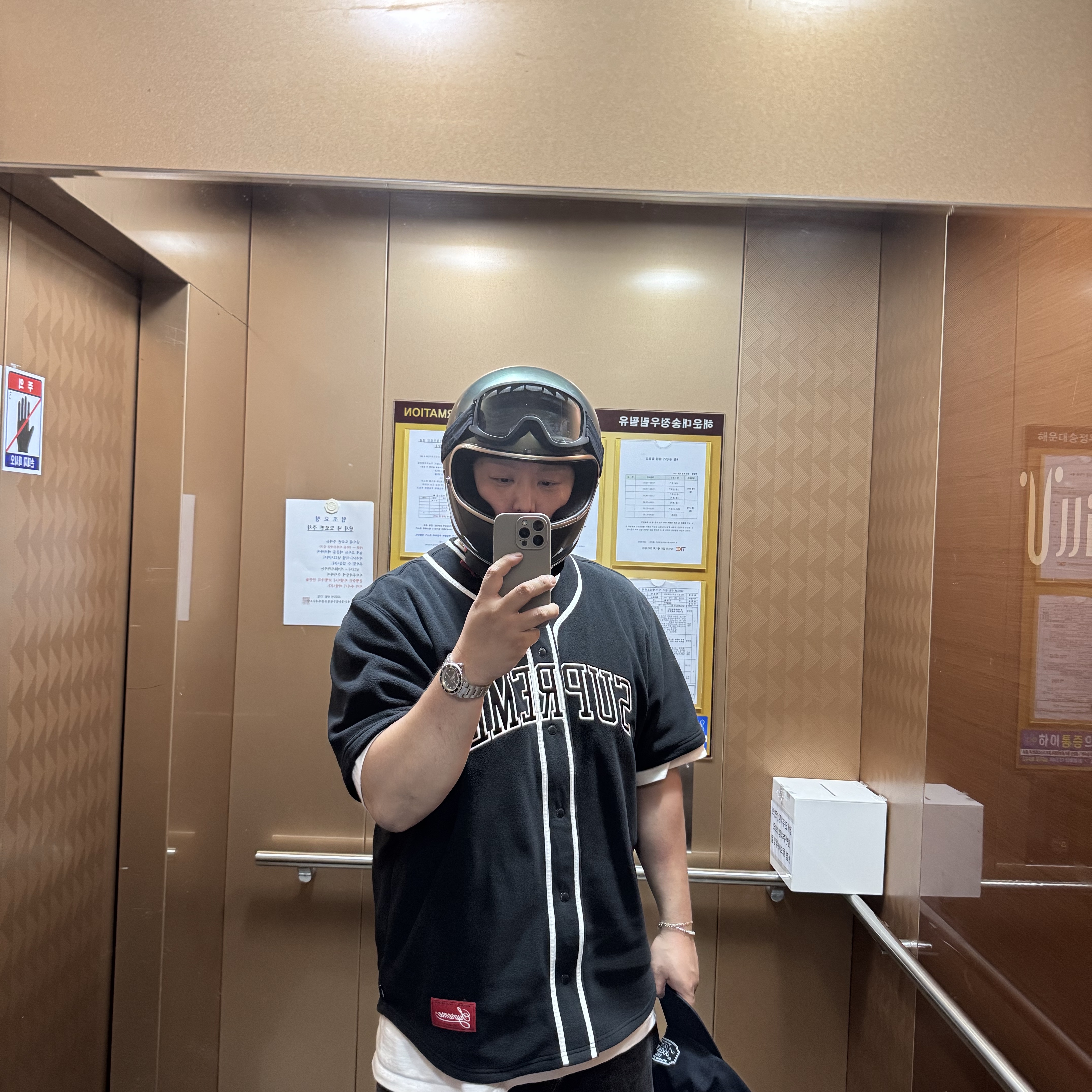 Supreme Polartec Baseball Jersey Black - 24FW 착용 스타일