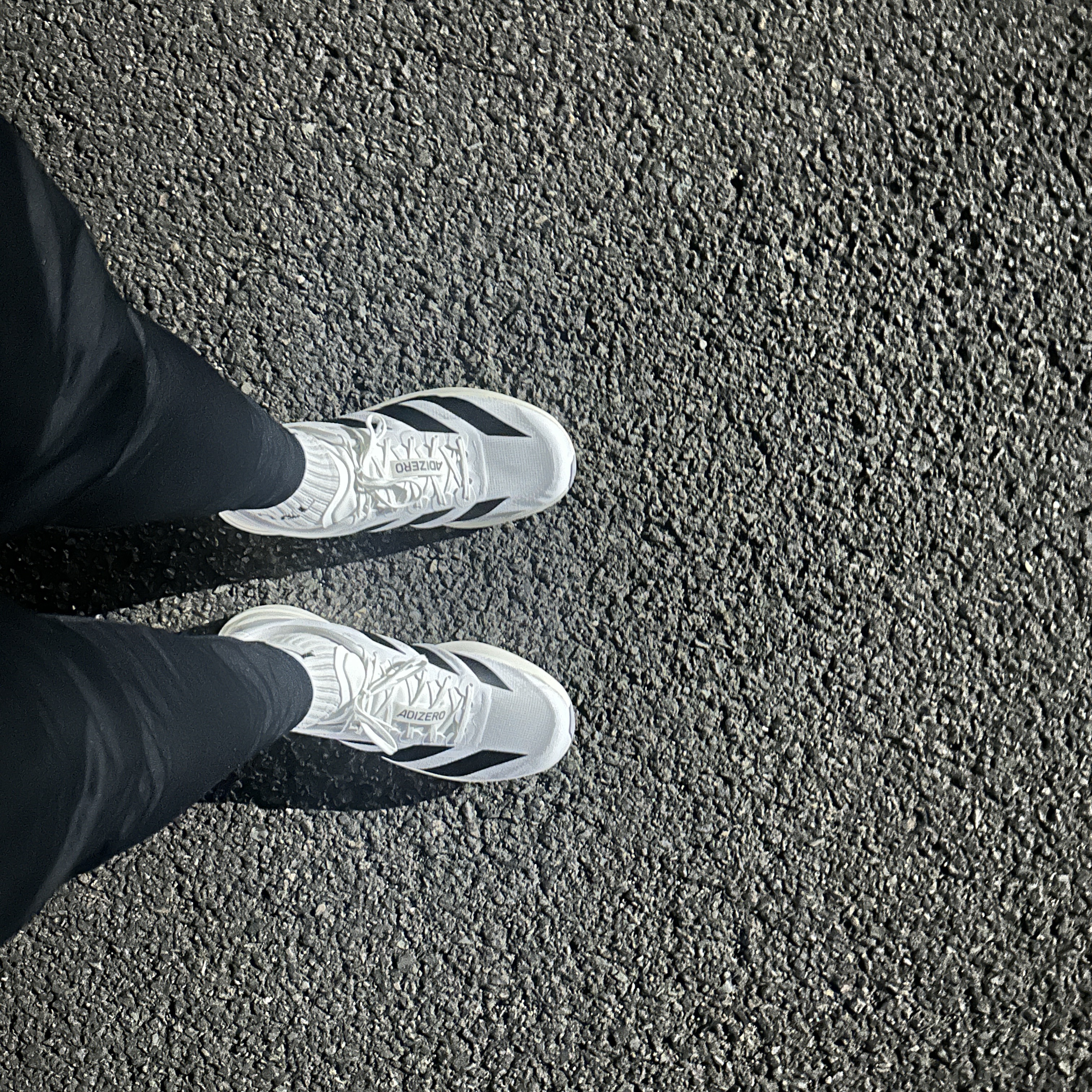 Adidas Adizero EVO SL Cloud White Core Black 착용 스타일