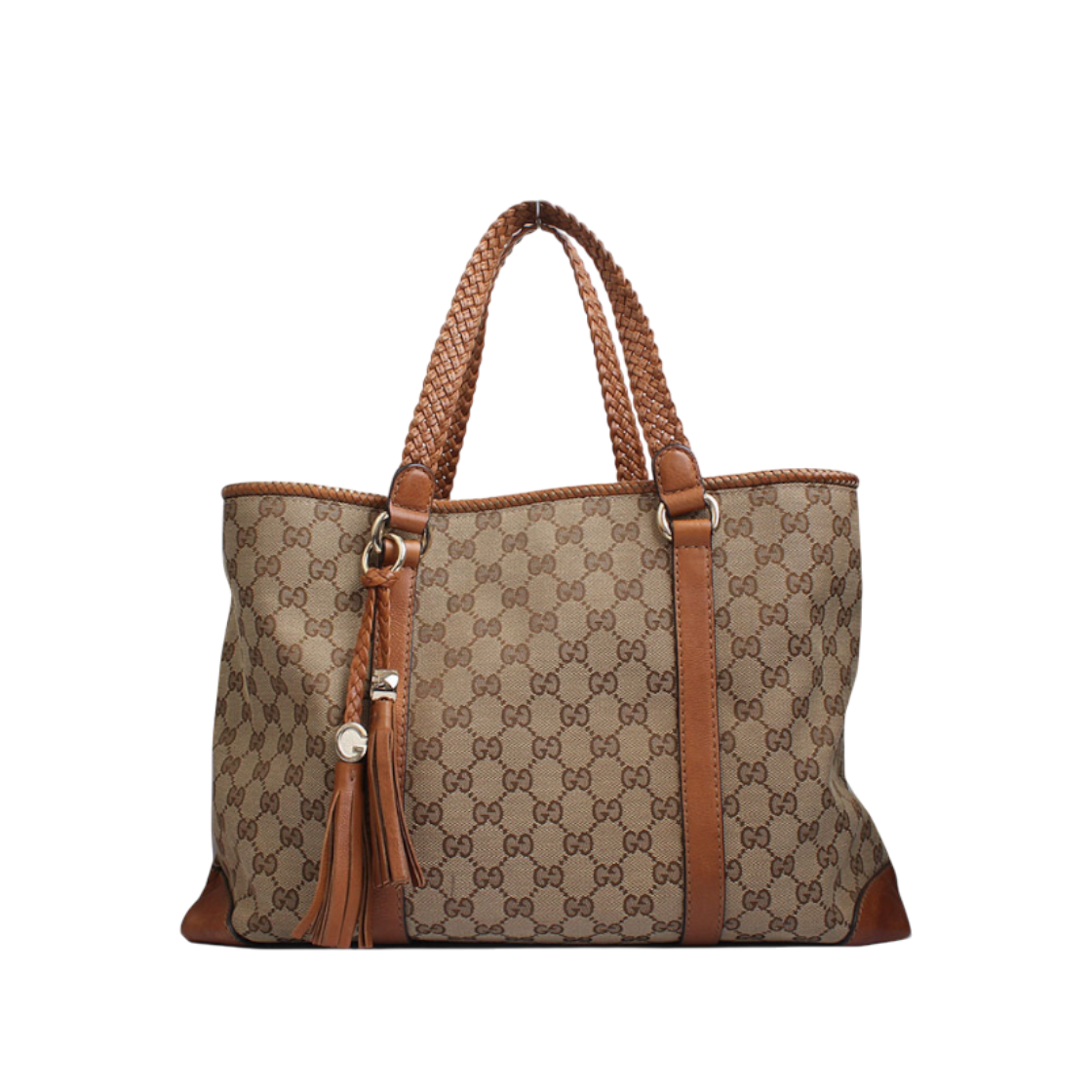 ITOF42OVWUR2 Gucci Woven Handle Fabric Tote Bag