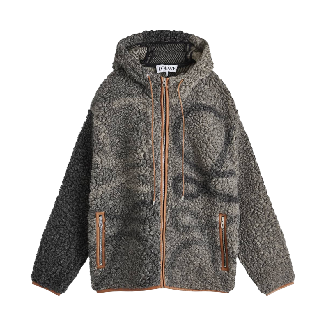 H526Y52J05-1121 Loewe Wool Hooded Jacket Grey Black