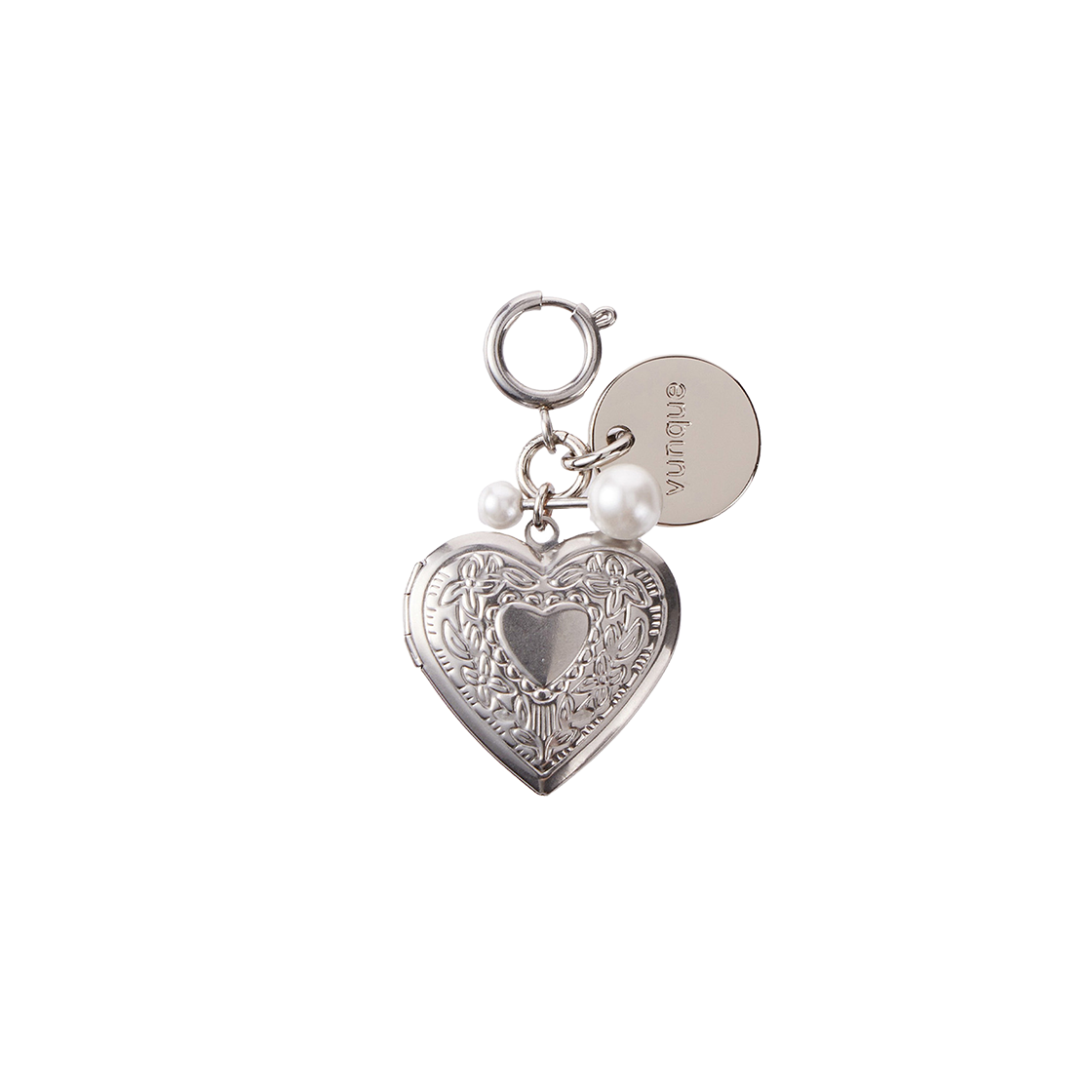 분크 하트 메모리 레더 참 피콜로 실버(vunque Heart Memory Leather Charm Piccolo Silver)