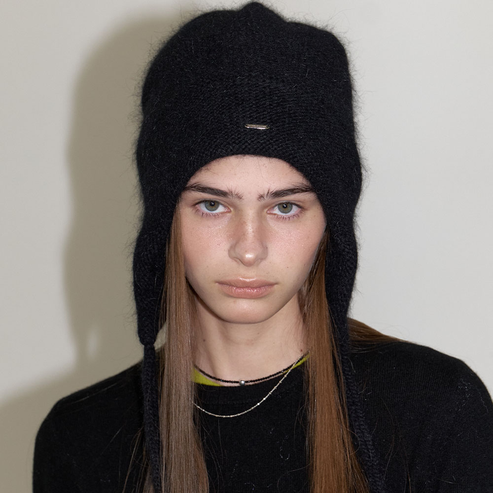 러브미몬스터 앙고라 귀달이 비니 블랙(lovememonster Angora Earflap Beanie Black) - 2