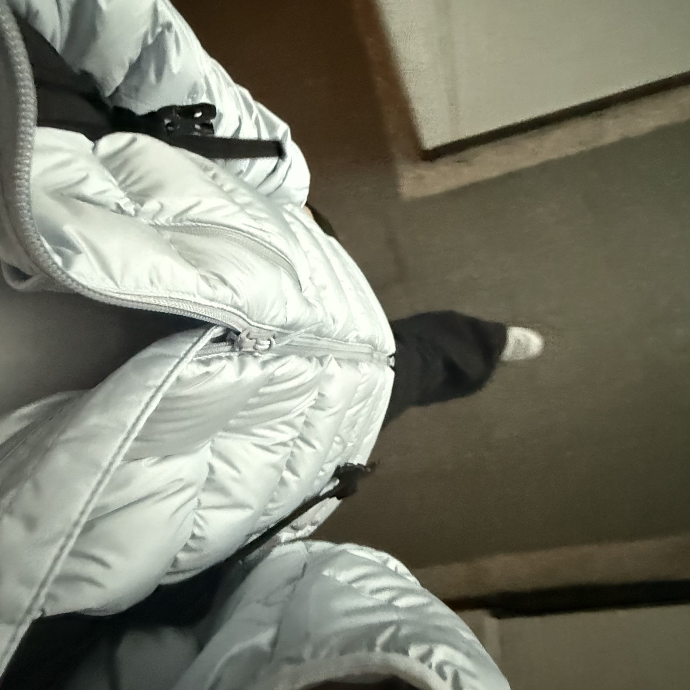 Musinsa Standard City Leisure Hooded Light Down Jacket Cloudy Blue 착용 스타일
