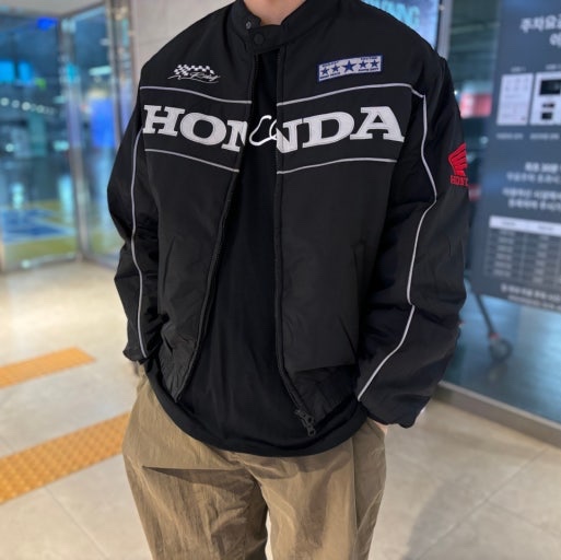 Honda Track Zip Up Jacket Black 착용 스타일
