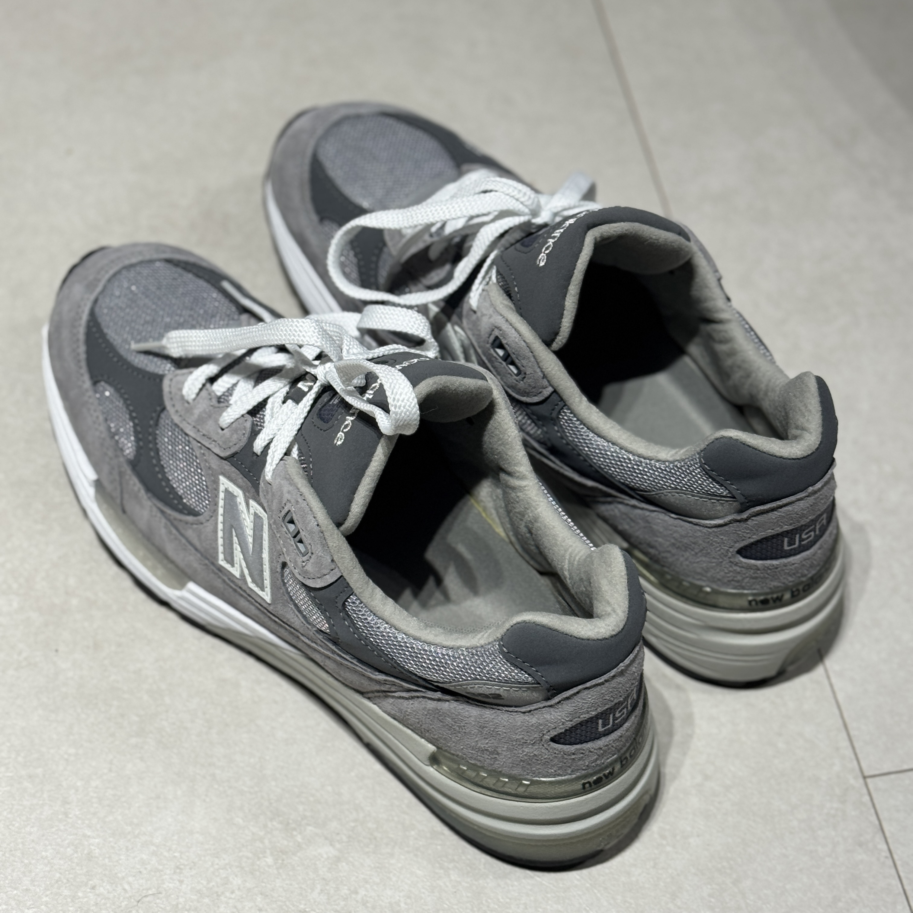 New Balance 992 Made in USA Grey - D Standard 착용 스타일 - 1