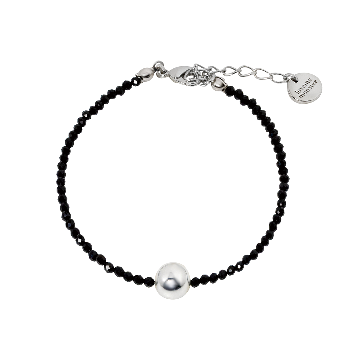 L253MBC020 lovememonster Shining Gem & Ball Bracelet Black