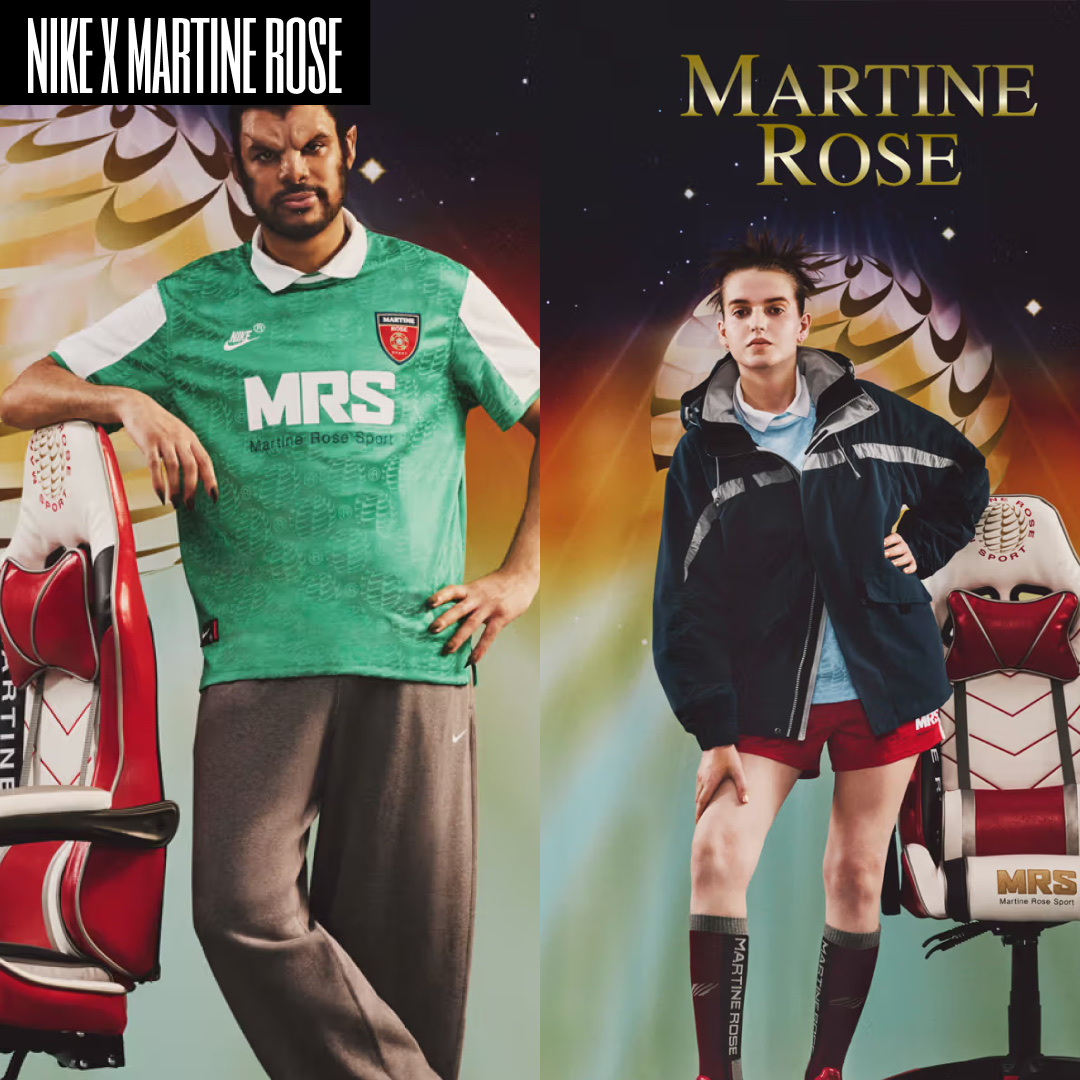 Nike x Martine Rose Shox MR4 White and Varsity Red, Nike x Martine Rose Jersey Psychic Blue (HM9020-422) 착용 스타일 - 3