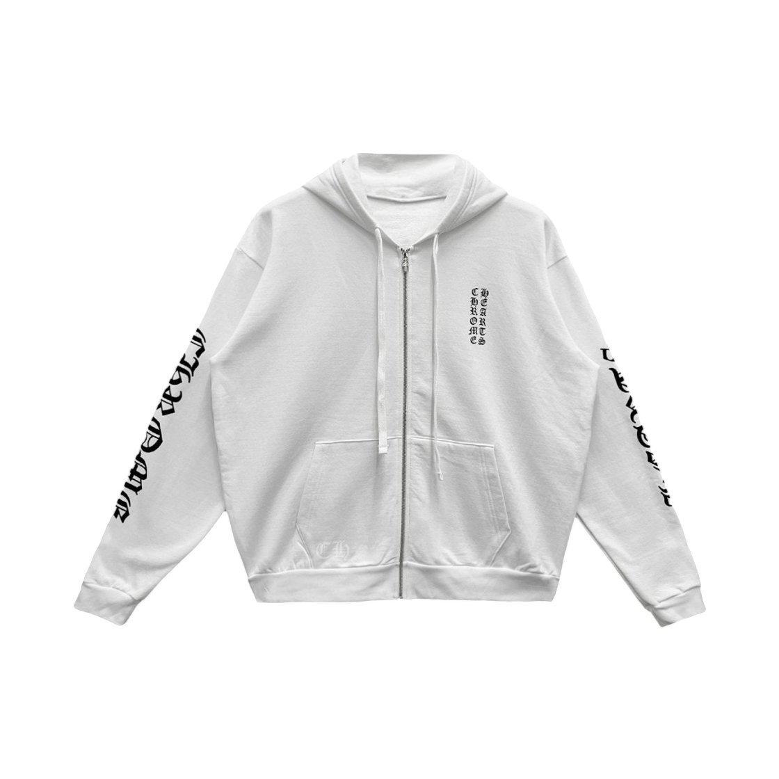 크롬하츠 버티컬 로고 플리스 집업 후드 화이트(Chrome Hearts Vertical Logo Fleece Zip-Up Hoodie White)