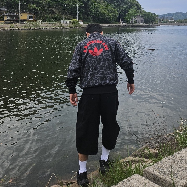 Adidas x BAPE Allover Print Track Top Black - KR Sizing 착용 스타일