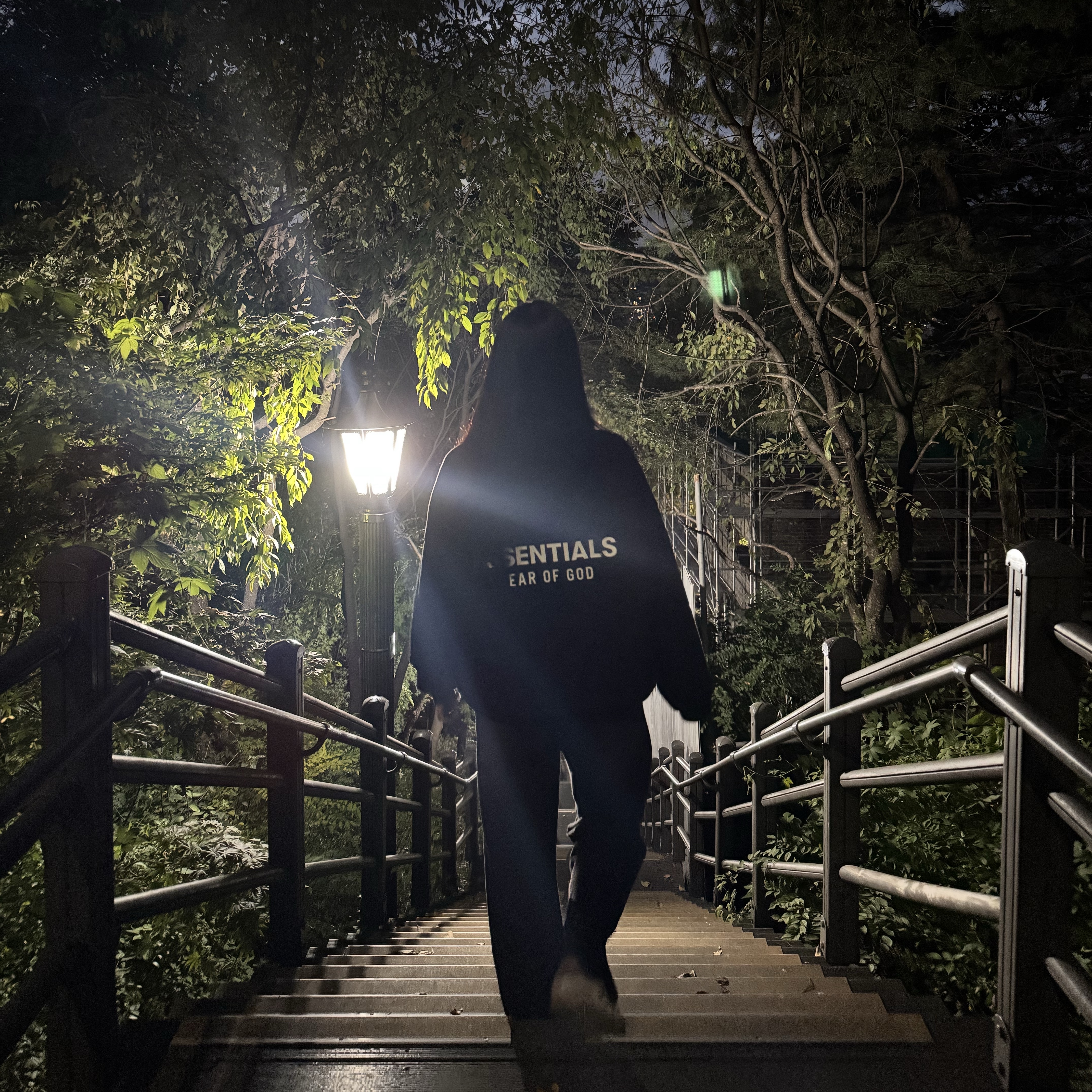 Essentials Fleece Hoodie Black - 24FW 착용 스타일