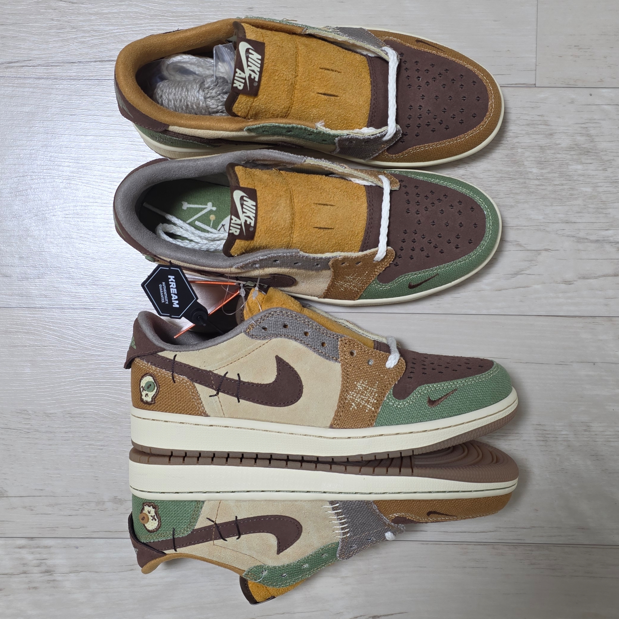 Jordan 1 x Zion Williamson Retro Low OG Flax and Oil Green, Jordan 1 x Zion Williamson Retro Low OG Regency Purple and Dark Raisin 착용 스타일 - 9