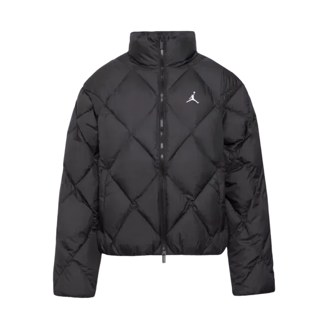 (W) 조던 브루클린 퀄티드 퍼퍼 자켓 블랙 화이트 - 아시아((W) Jordan Brooklyn Quilted Puffer Jacket Black White - Asia)