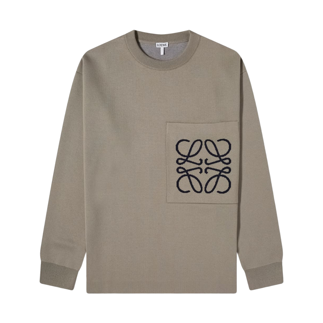 로에베 코튼 아나그램 스웨터 라이트 그레이 네이비 블루(Loewe Cotton Anagram Sweater Light Grey Navy Blue)