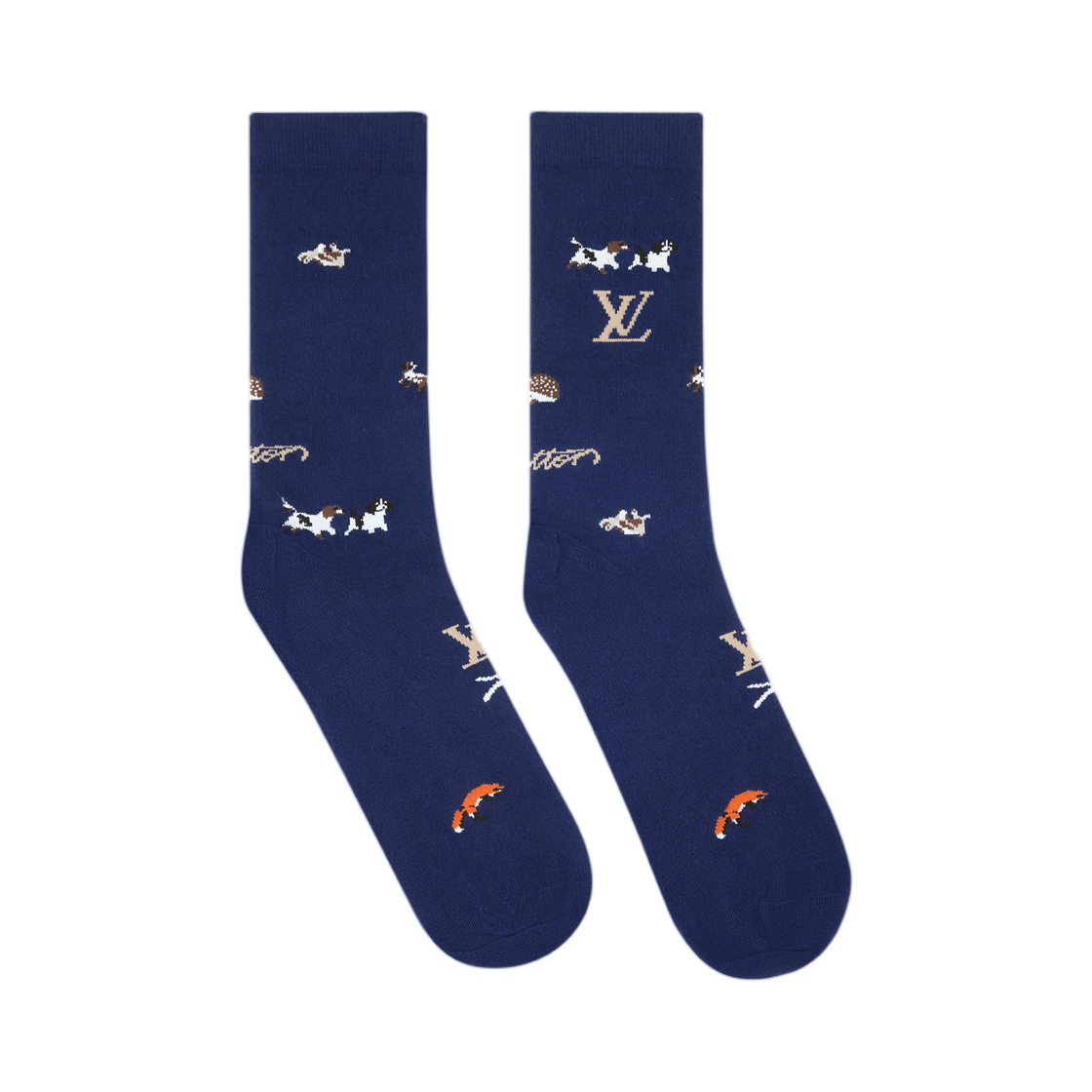 M5340L Louis Vuitton Animal Blason Socks Navy