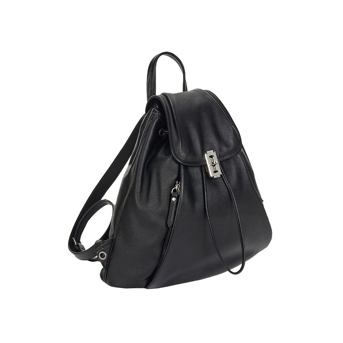 P0000FAZ_K vunque Hey Pin Tuck Leather Backpack M Black