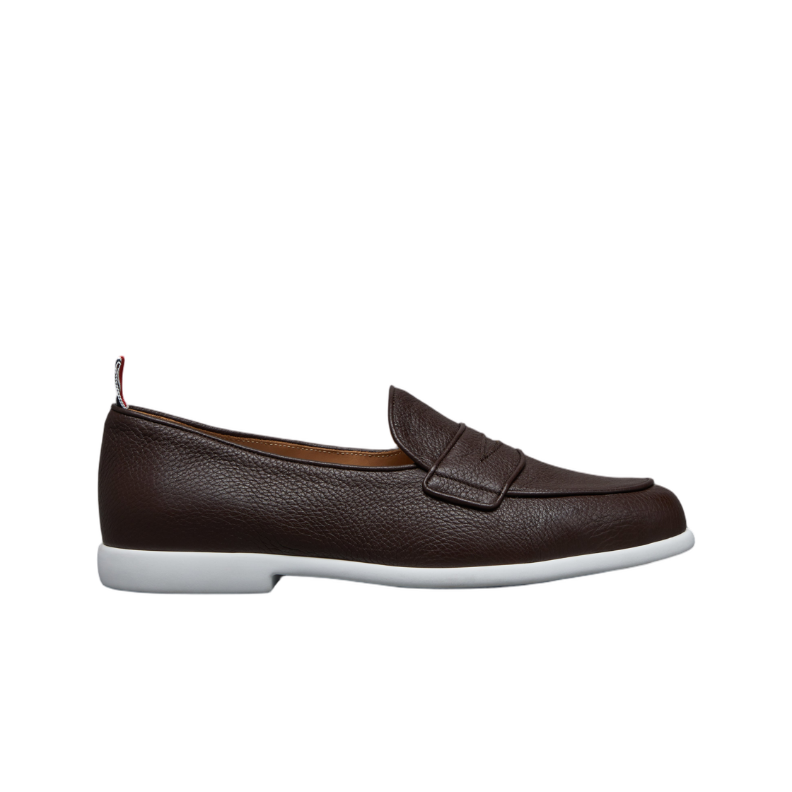 MFF008B-L0061-210 Thom Browne Deerskin Leather Varsity Penny Loafer Brown