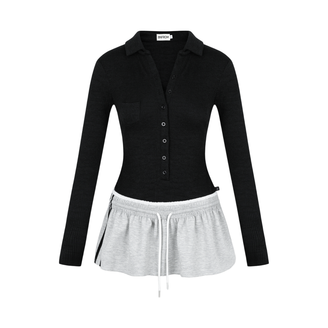 BN25FWOP01 Bnfrom Sporty Pintuk Dress Black