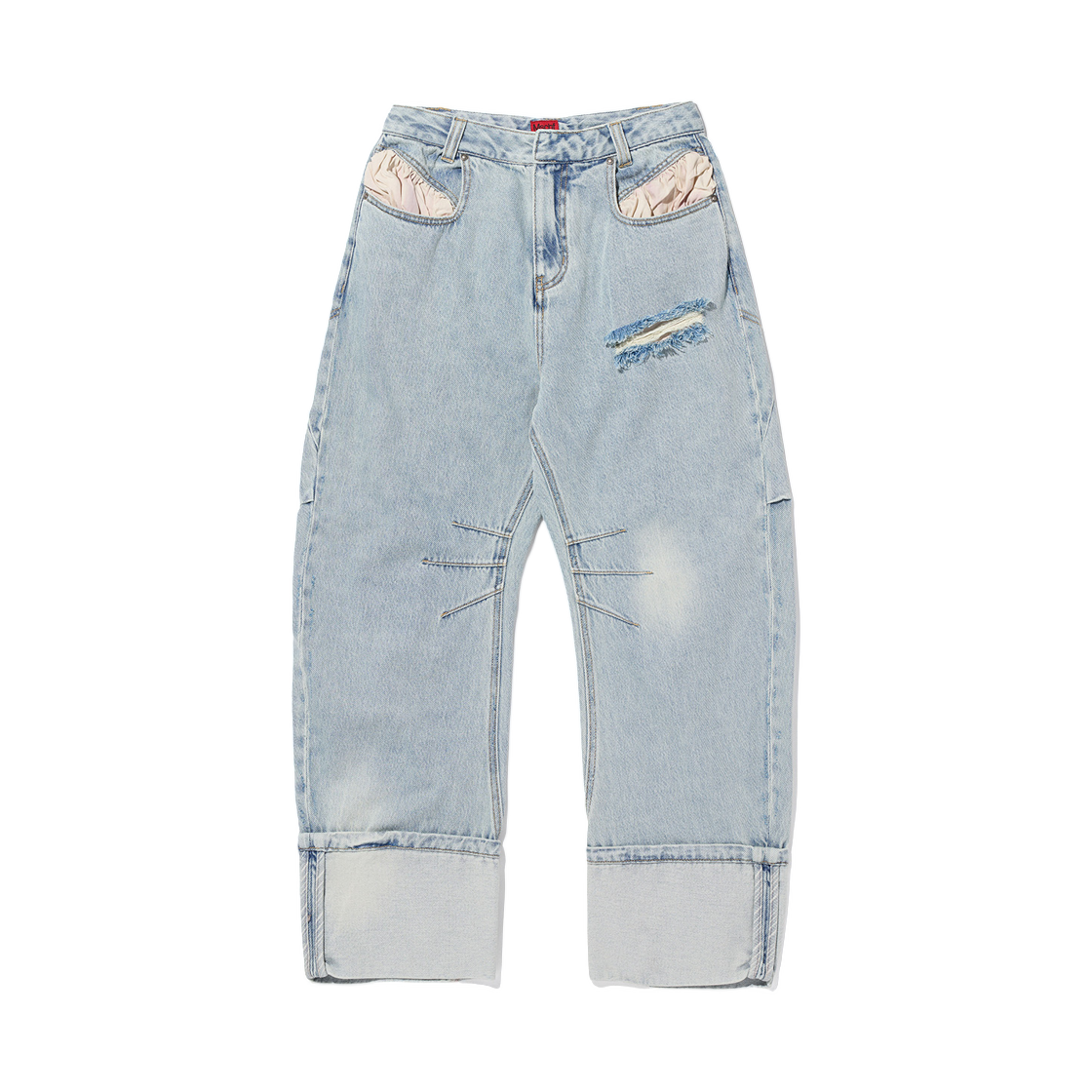 (W) 미스치프 레이지 드롭 진 라이트 블루((W) Mischief Lazy Drop Jean Light Blue)