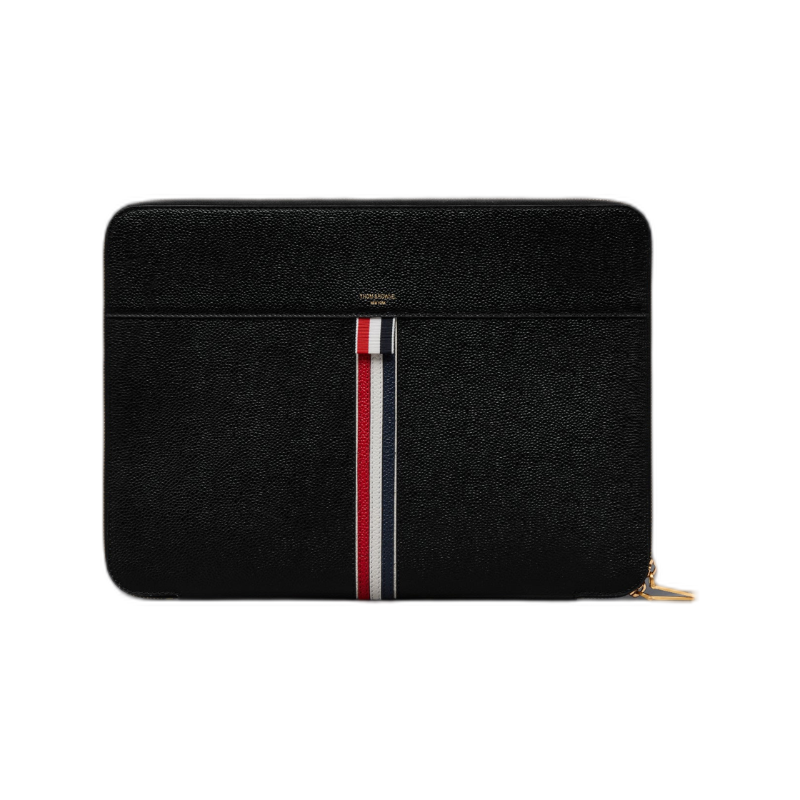 MAC171A-00198-001 Thom Browne Pebble Grain Small Zip Around Folio Black