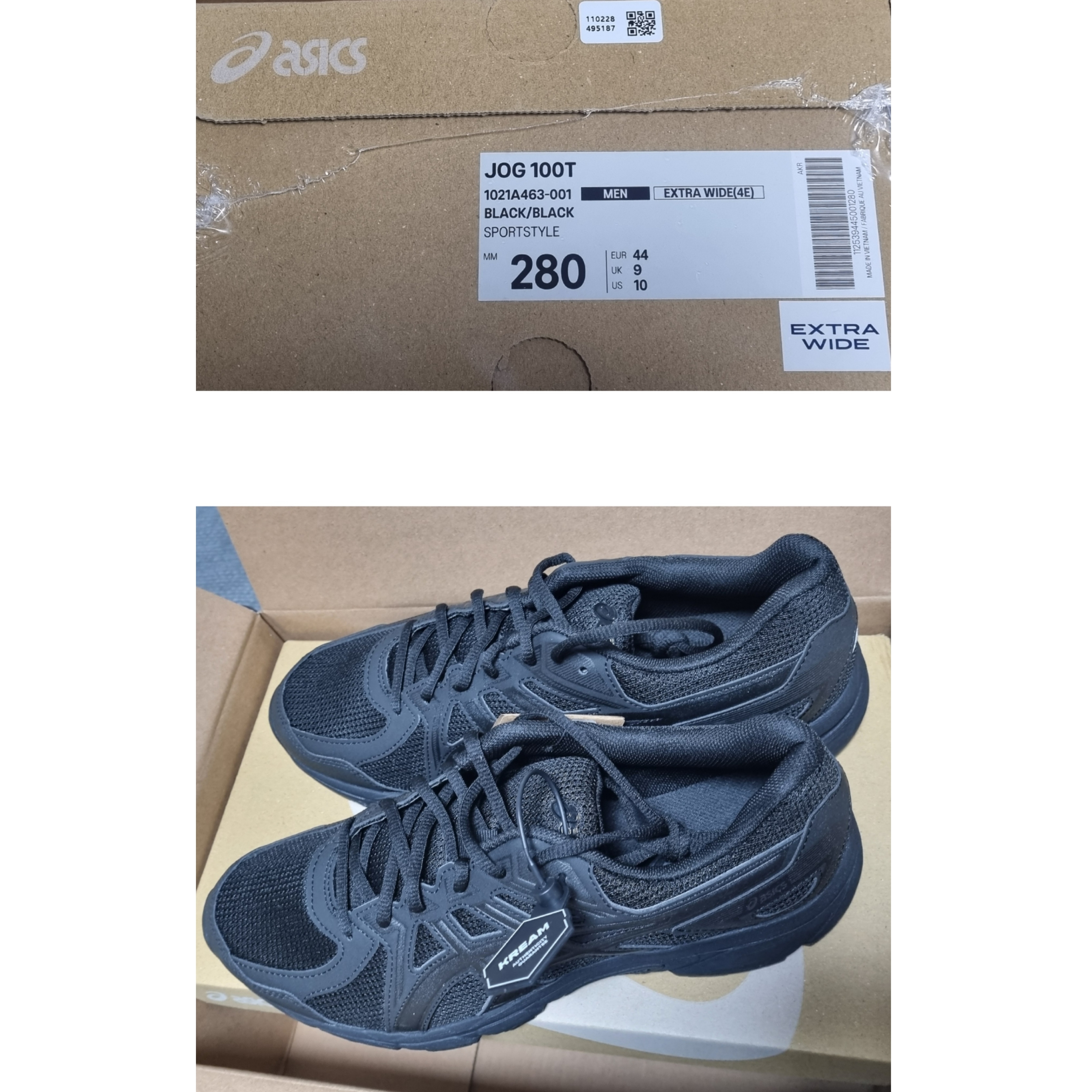 Asics Jog 100 T Black - 4E Extra Wide 착용 스타일 - 2