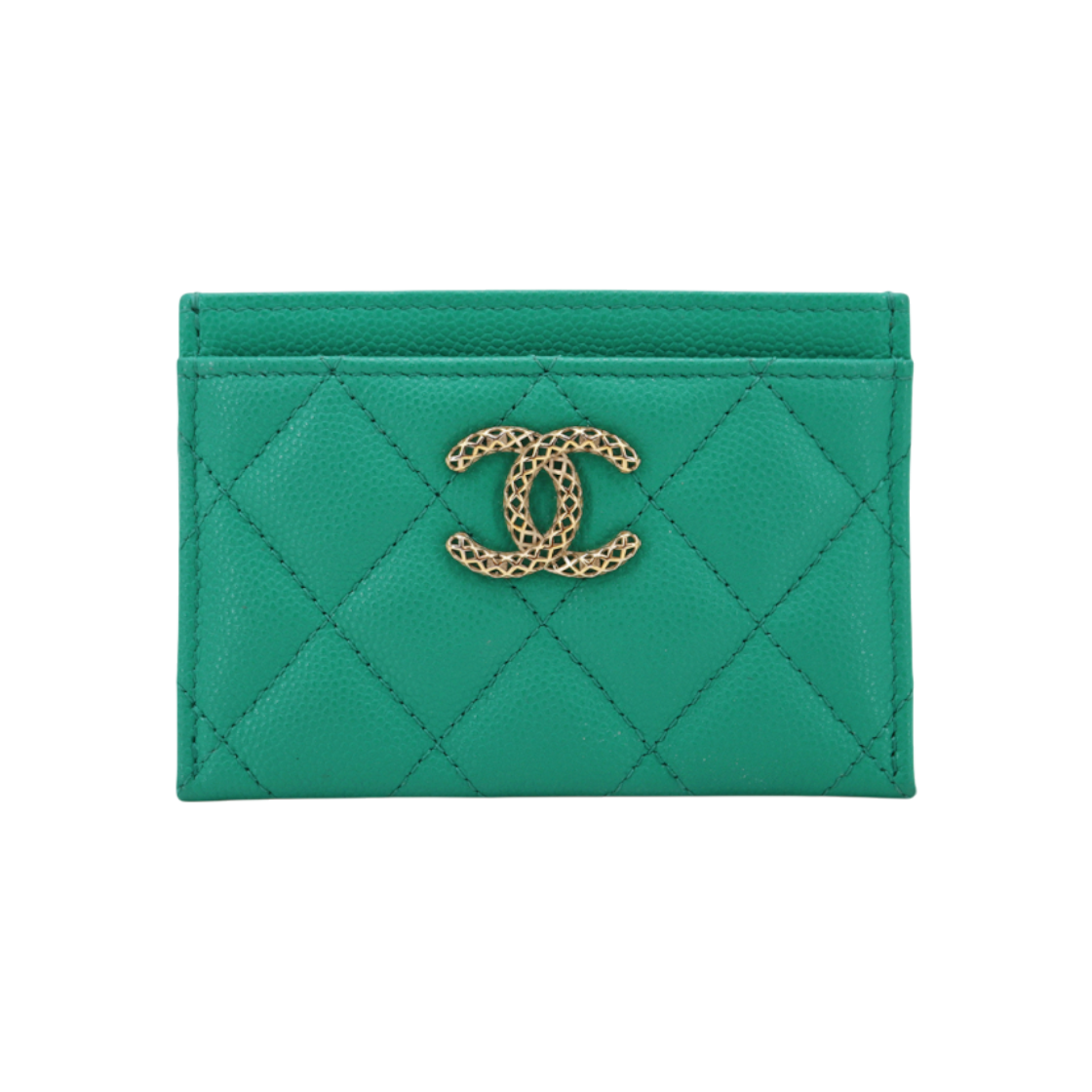 ITQTP5GF8QSV Chanel Caviar Gold Hardware Card Holder with Chip AP3188