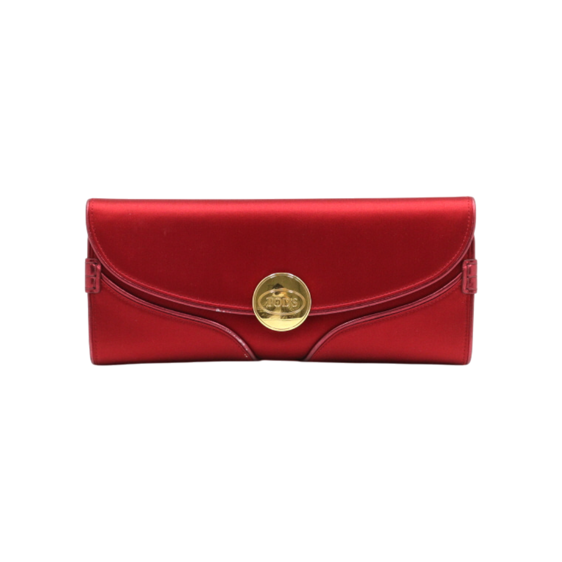 ITN9DJBOOTE6 Tods Gold Logo Button Red Flap Evening Clutch Bag AA46541