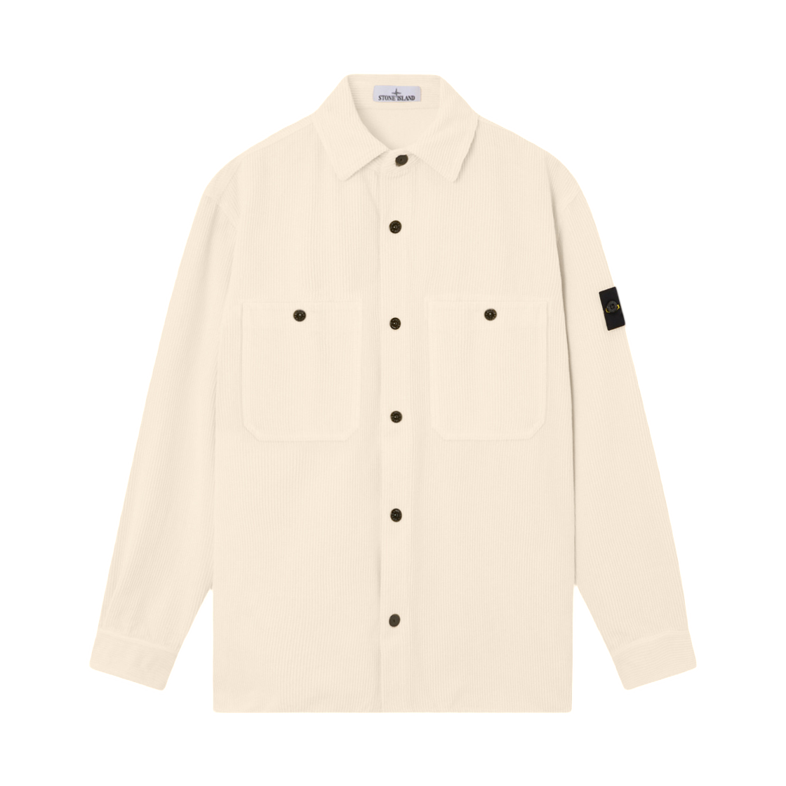 K2S1512000-12S0212-V0093 Stone Island 1200012 Organic Cotton Corduroy 800 Comfort Fit Overshirt with Pockets and Snap Fastening Ivory - 25FW