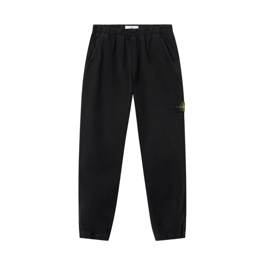 스톤 아일랜드 3100009 오가닉 파나마 코튼 올드 이펙트 루즈 핏 조거 트라우저 엘라스티케이티드 커프스 블랙 - 25FW(Stone Island 3100009 Organic Panama Cotton Old Effect Loose Fit Jogger Trousers with Elasticated Cuffs Black - 25FW) - 1