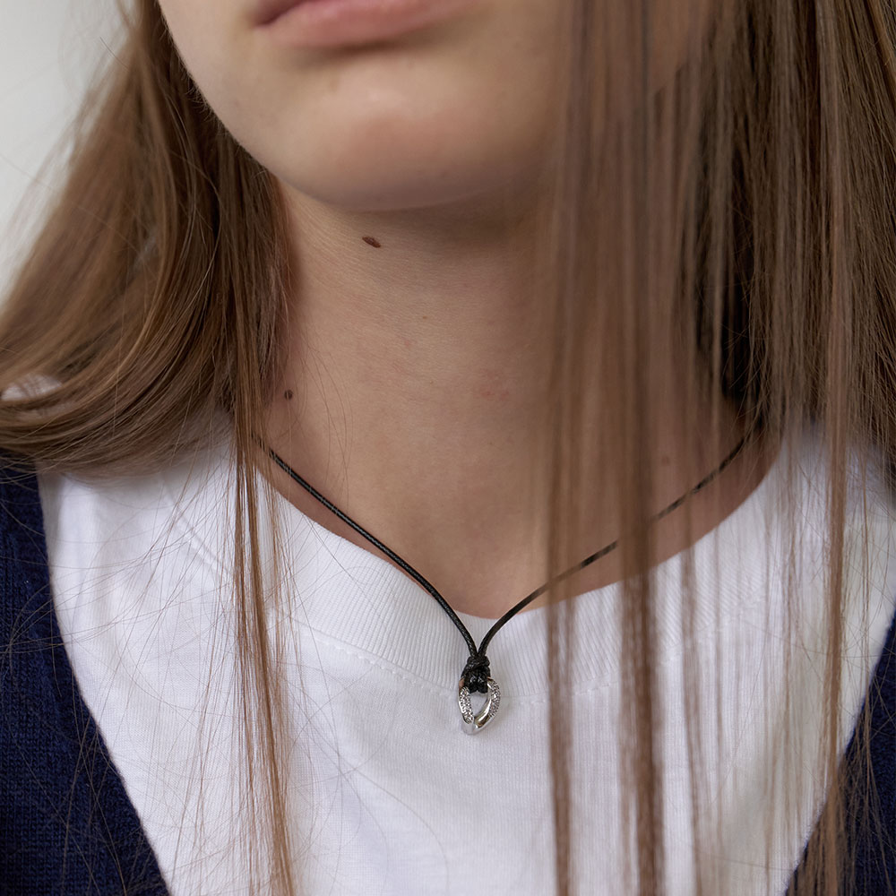 러브미몬스터 큐빅 루프 롱 끈 목걸이 실버(lovememonster Cubic Loop Long Strap Necklace Silver) - 4