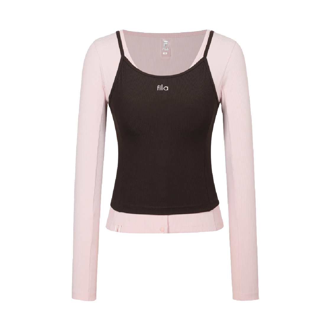 1100FS253RL02F001650 [6% 적립] FILA Women 2-in-1 Athletic Cardigan & Bra Top Set Light Pink