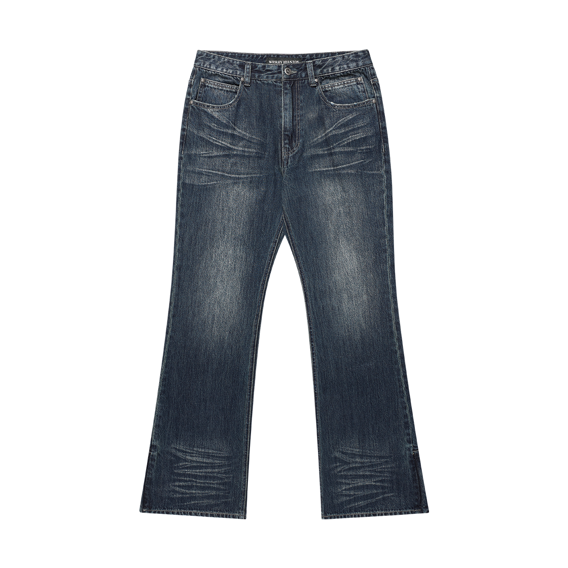 웨슬리휴스턴 로웰 엠브로이더리 부츠컷 데님 팬츠 다크블루(WESLEY HYUSTON Rowel Embroidery Boots Cut Denim Pants Dark Blue)