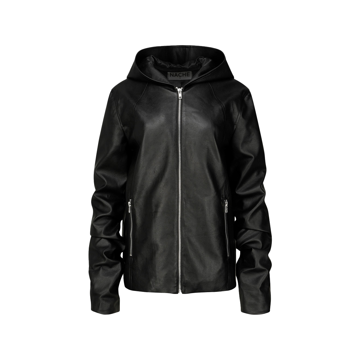 나체 후드 레더 자켓 유니섹스 블랙 - 25FW(Nache Hoodie Leather Jacket Unisex Black - 25FW)