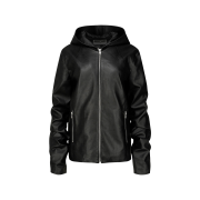Nache Hoodie Leather Jacket Unisex Black - 25FW