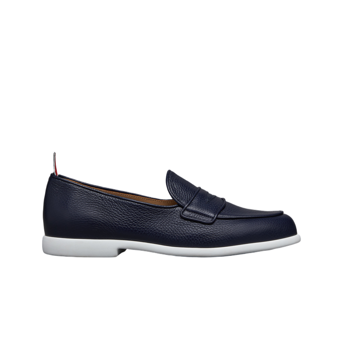 MFF008B-L0061-415 Thom Browne Deerskin Leather Varsity Penny Loafer Navy