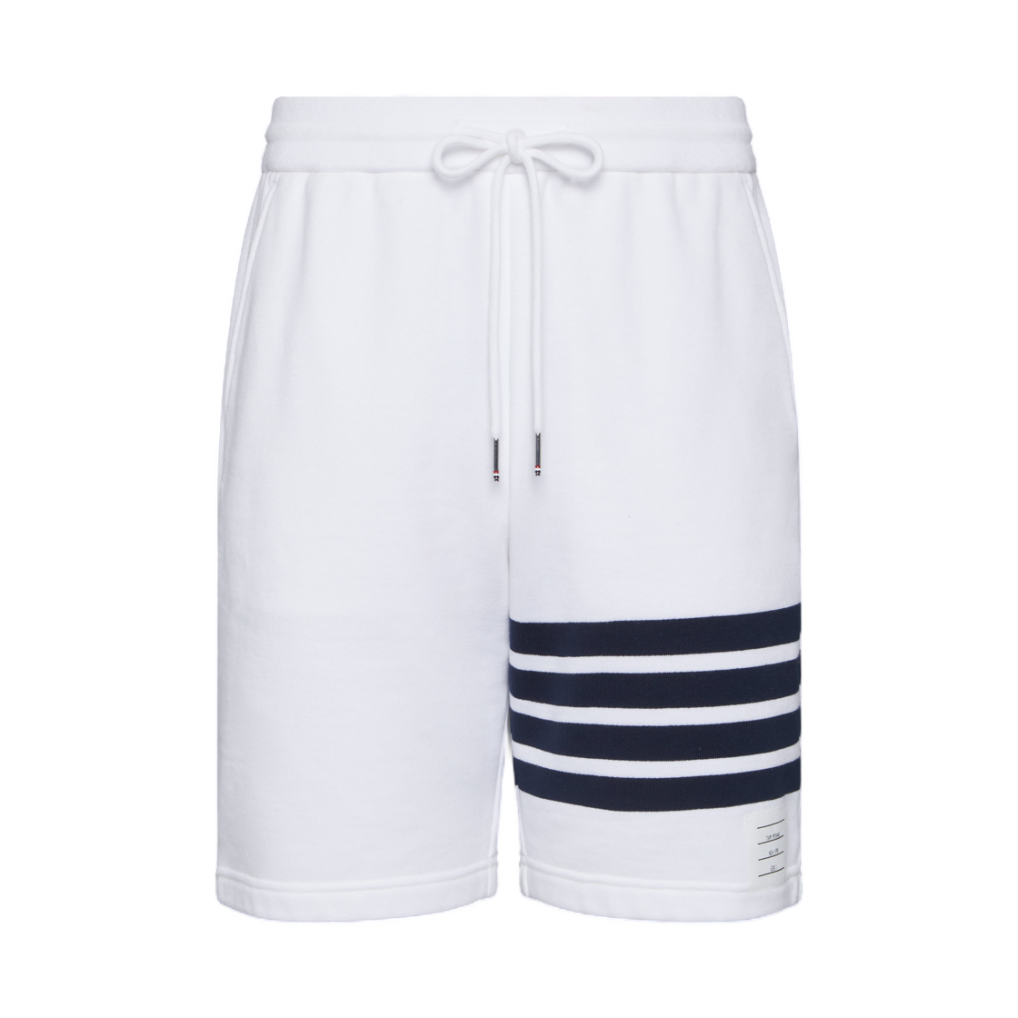 톰브라운 클래식 루프백 사선 스웨트 쇼츠 화이트 네이비(Thom Browne Classic Loopback 4-Bar Sweat Shorts White Navy)