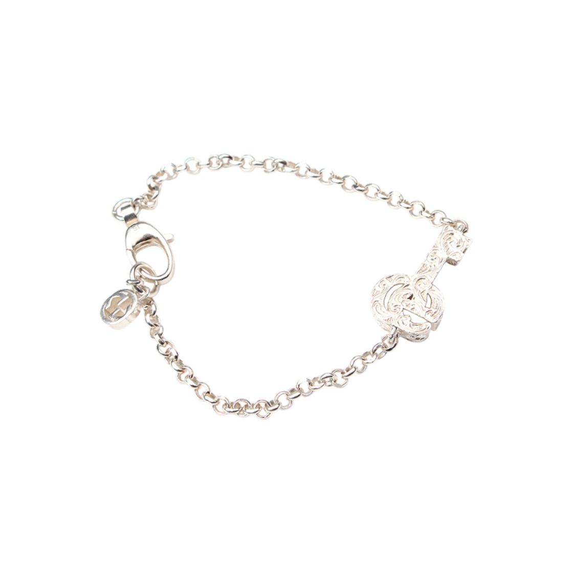 IT5T5BQGU3Q5 Gucci Logo Key 925 Silver Chain Bracelet