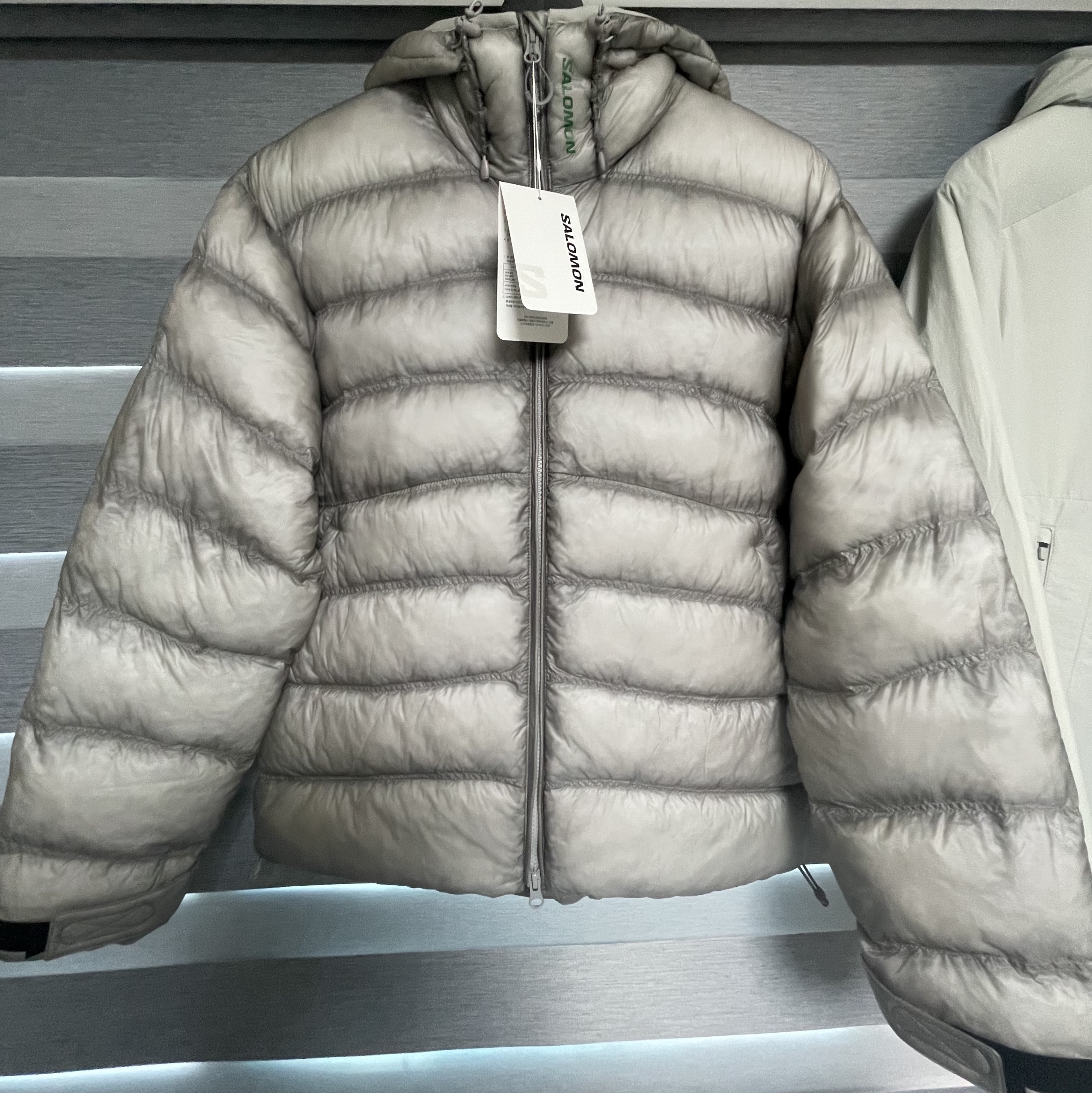 C.P. Company Korea Exclusive D.D. Shell Hooded Down Jacket Lunar Rock - 25FW, Salomon UNI Cross Insulation Jacket Light Grey 착용 스타일 - 2