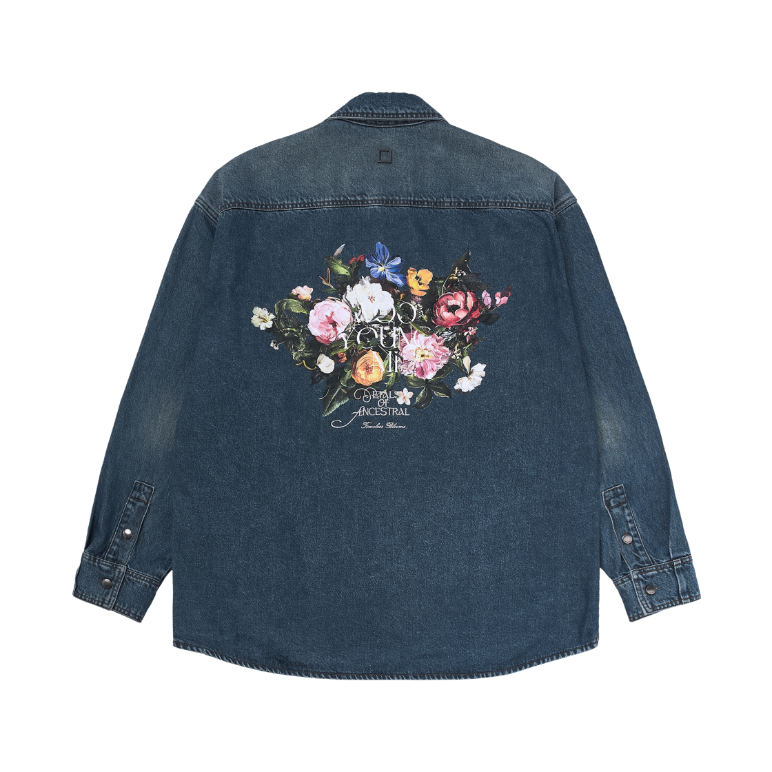 우영미 플라워 백로고 데님 셔츠 블루 - 25FW(Wooyoungmi Flower Back Logo Denim Shirt Blue - 25FW)