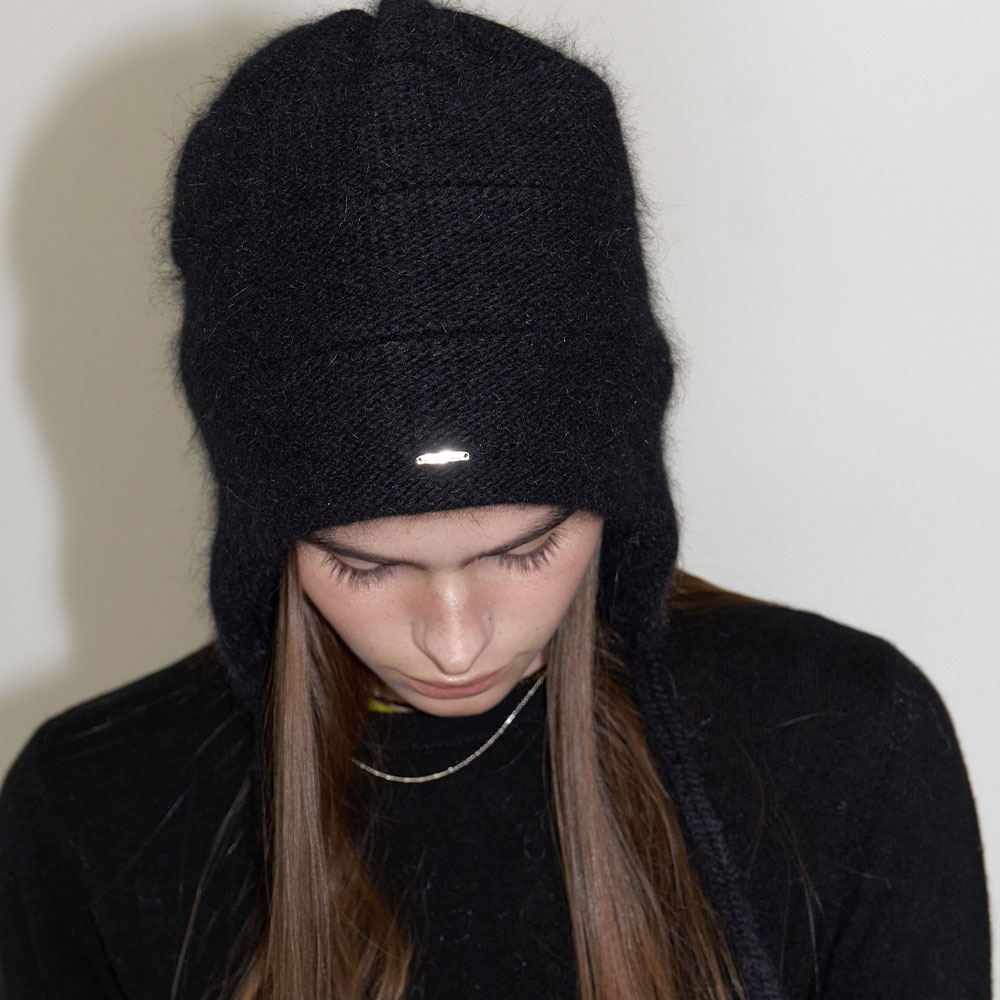 러브미몬스터 앙고라 귀달이 비니 블랙(lovememonster Angora Earflap Beanie Black) - 4