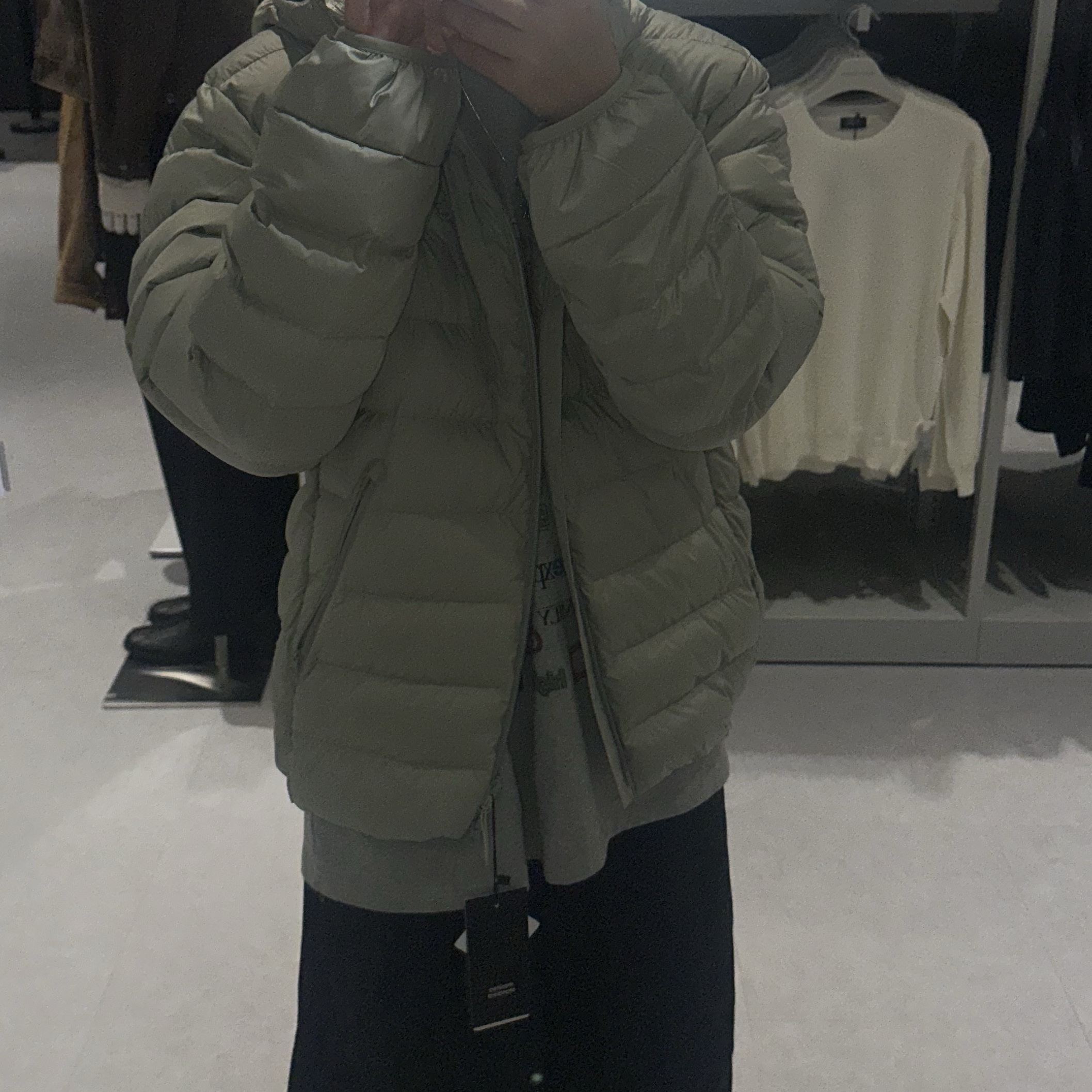 Musinsa Standard City Leisure Hooded Light Down Jacket Pistachio 착용 스타일