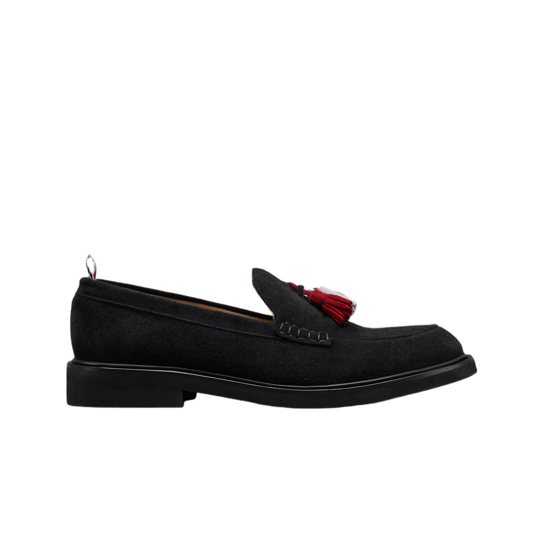 톰브라운 카프 스웨이드 RWB 태슬 로퍼 블랙(Thom Browne Calf Suede RWB Tassel Loafer Black)